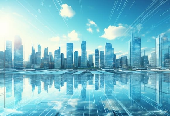 近未来的な都市の画像